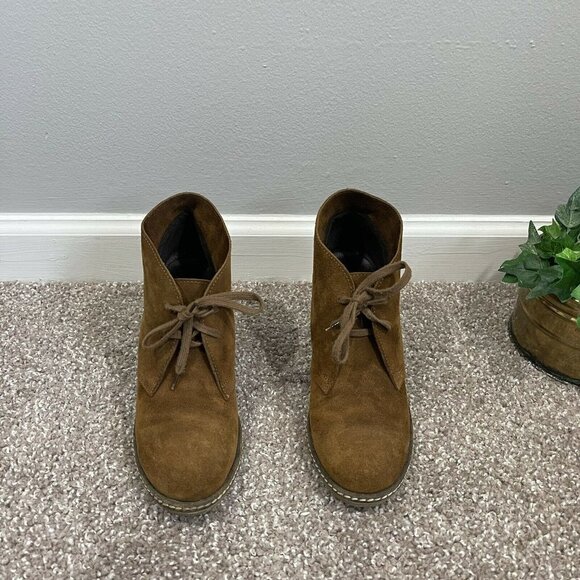 J Crew Womens Brown Suede MacAlister Lace Up Wedge Ankle Boots Booties Size 8 - Picture 4 of 11